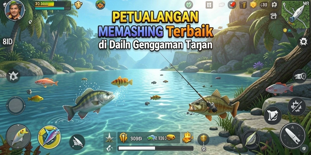Screenshot permainan 8ID menampilkan aksi memancing yang seru.