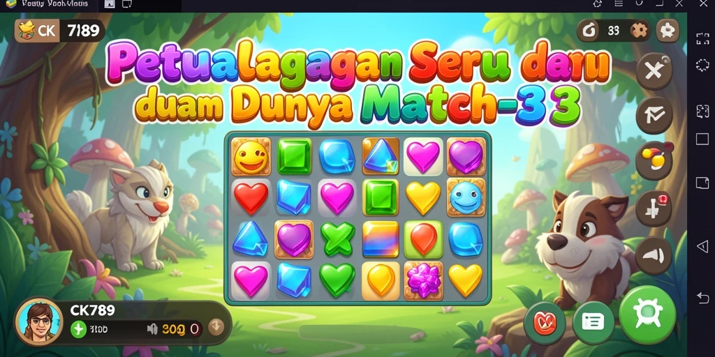 Tampilan gameplay seru dari CK789 dengan elemen Match-3 yang dinamis.