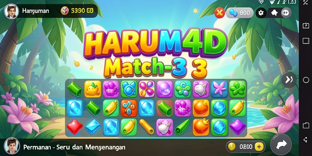 Tampilan menarik dari gameplay HARUM4D yang penuh warna.