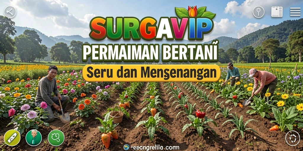 Tampilan gameplay <strong>SURGAVIP</strong> yang menampilkan aktivitas bertani yang seru.