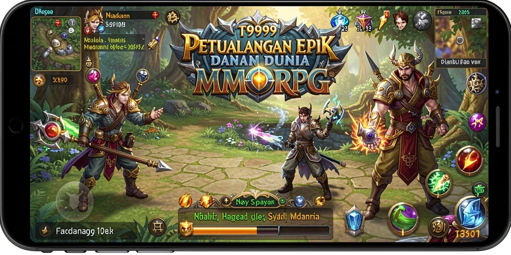 Tangkapan layar gameplay epik di T9999 menunjukkan petualangan seru dalam MMORPG.